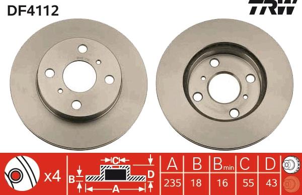 TRW DF4112 - Тормозной диск autospares.lv