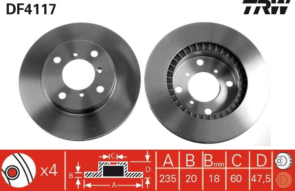 TRW DF4117 - Тормозной диск autospares.lv