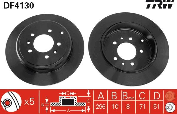 TRW DF4130 - Тормозной диск autospares.lv