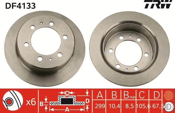 TRW DF4133 - Тормозной диск autospares.lv