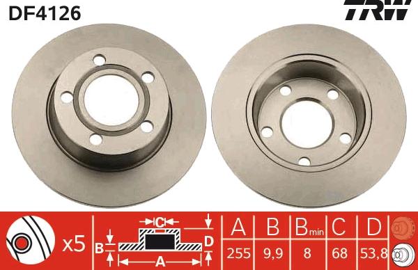 TRW DF4126 - Тормозной диск autospares.lv