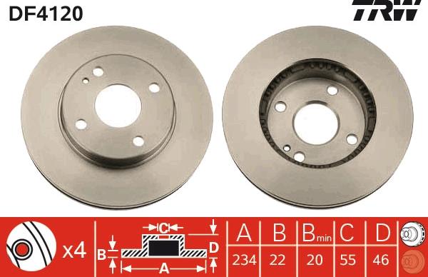 TRW DF4120 - Тормозной диск autospares.lv