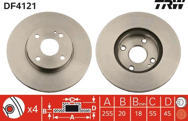 TRW DF4121 - Тормозной диск autospares.lv