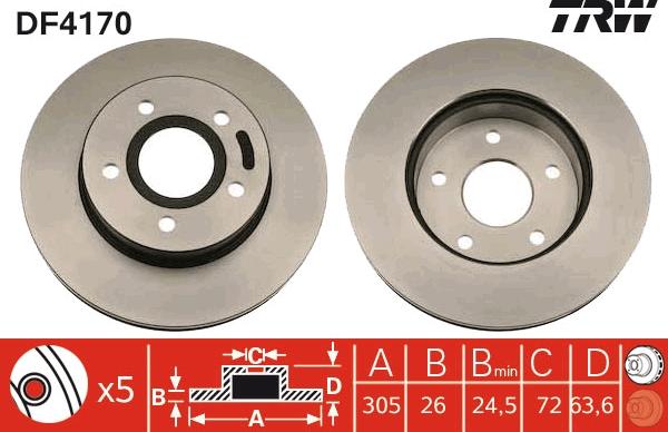 TRW DF4170 - Тормозной диск autospares.lv