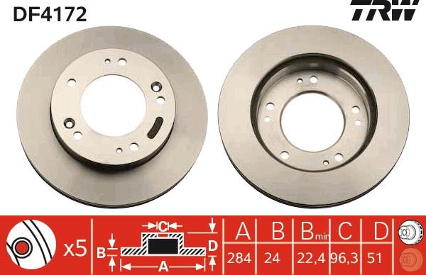 TRW DF4172 - Тормозной диск autospares.lv