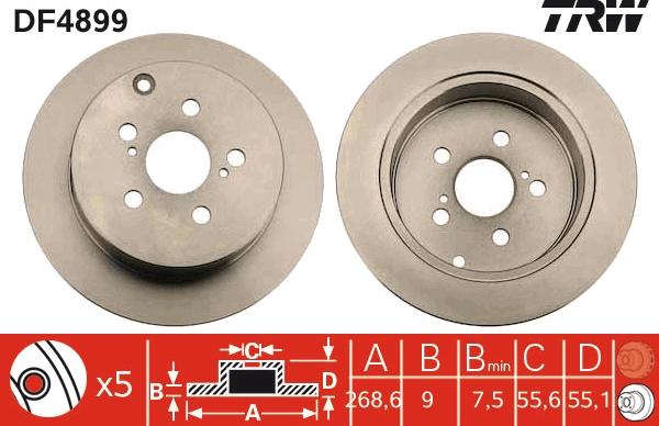 TRW DF4899 - Тормозной диск autospares.lv