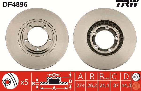 TRW DF4896 - Тормозной диск autospares.lv