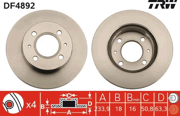 TRW DF4892 - Тормозной диск autospares.lv