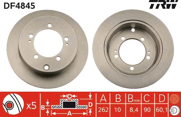 TRW DF4845 - Тормозной диск autospares.lv