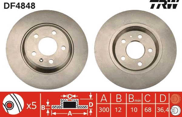 TRW DF4848 - Тормозной диск autospares.lv