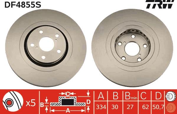 TRW DF4855S - Тормозной диск autospares.lv