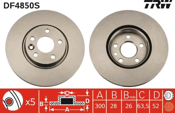 TRW DF4850S - Тормозной диск autospares.lv