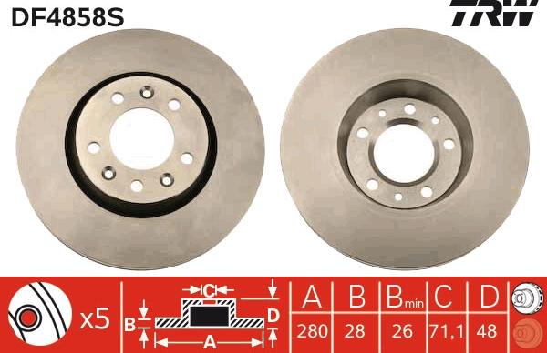 TRW DF4858S - Тормозной диск autospares.lv