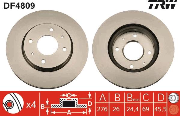 TRW DF4809 - Тормозной диск autospares.lv