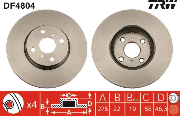 TRW DF4804 - Тормозной диск autospares.lv