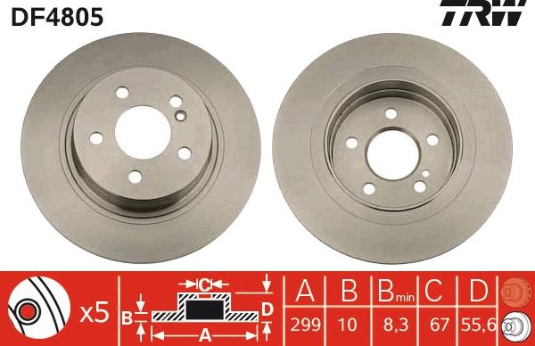 TRW DF4805 - Тормозной диск autospares.lv