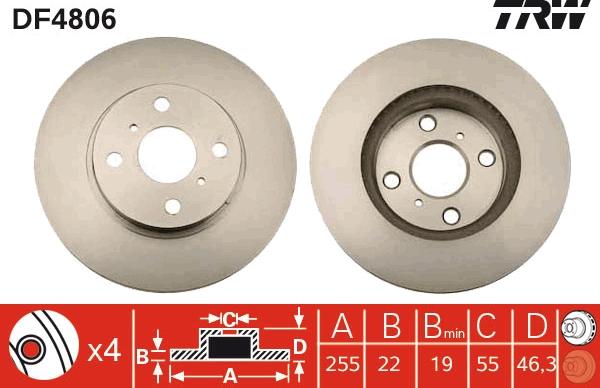 TRW DF4806 - Тормозной диск autospares.lv