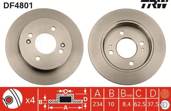 TRW DF4801 - Тормозной диск autospares.lv