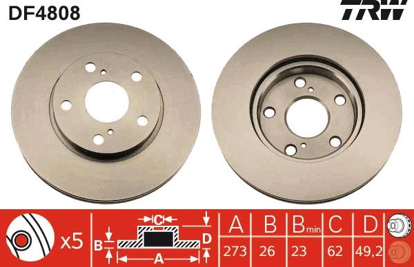 TRW DF4808 - Тормозной диск autospares.lv