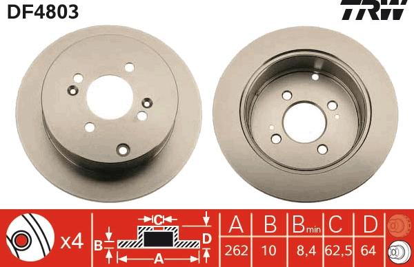 TRW DF4803 - Тормозной диск autospares.lv