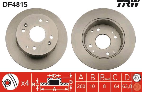 TRW DF4815 - Тормозной диск autospares.lv