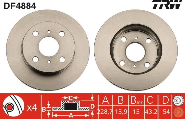 TRW DF4884 - Тормозной диск autospares.lv