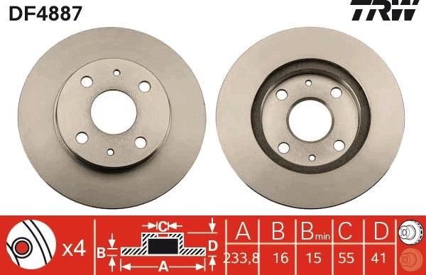 TRW DF4887 - Тормозной диск autospares.lv