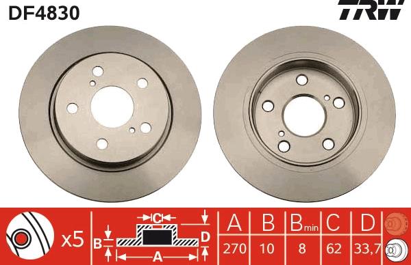 TRW DF4830 - Тормозной диск autospares.lv