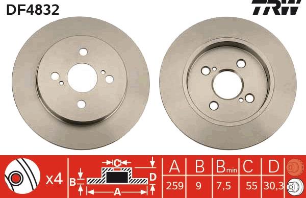 TRW DF4832 - Тормозной диск autospares.lv