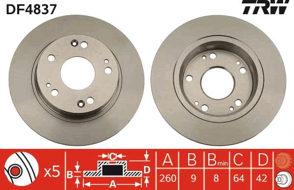 TRW DF4837 - Тормозной диск autospares.lv