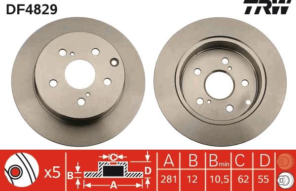 TRW DF4829 - Тормозной диск autospares.lv