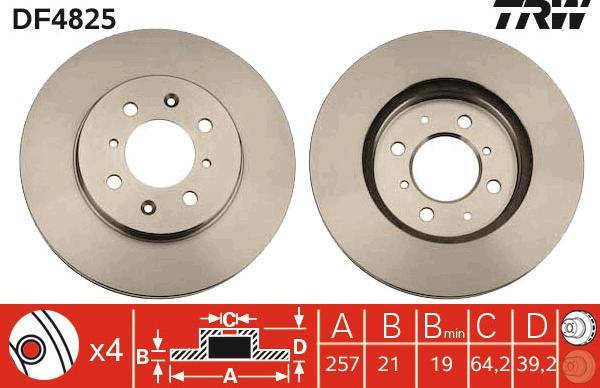 TRW DF4825 - Тормозной диск autospares.lv