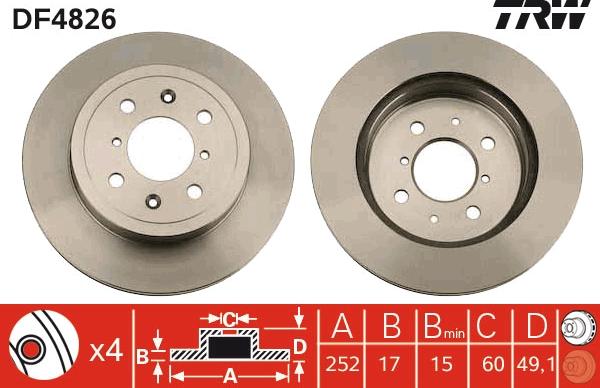 TRW DF4826 - Тормозной диск autospares.lv