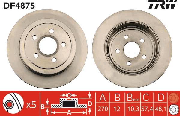 TRW DF4875 - Тормозной диск autospares.lv