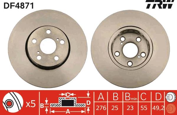 TRW DF4871 - Тормозной диск autospares.lv
