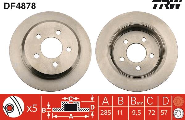 TRW DF4878 - Тормозной диск autospares.lv