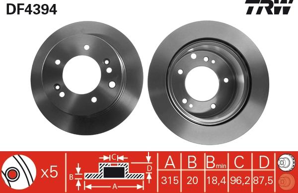 TRW DF4394 - Тормозной диск autospares.lv