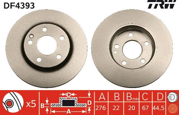 TRW DF4393 - Тормозной диск autospares.lv