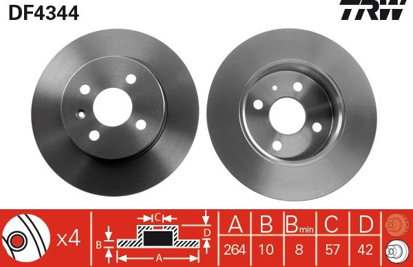 TRW DF4344 - Тормозной диск autospares.lv