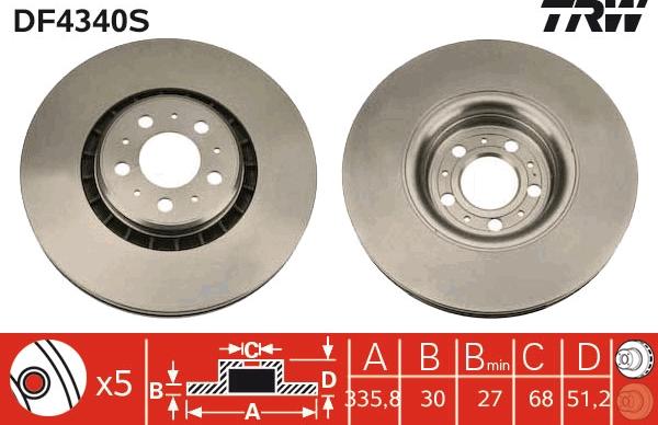 TRW DF4340S - Тормозной диск autospares.lv