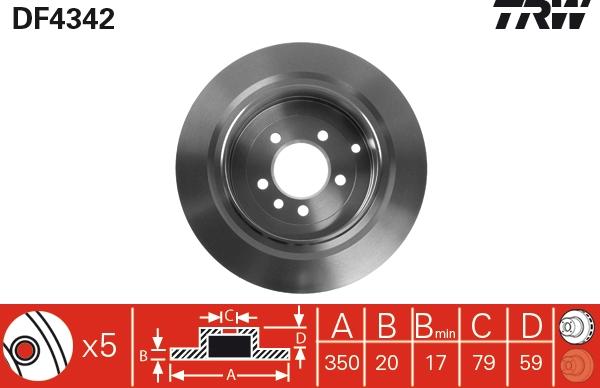 TRW DF4342 - Тормозной диск autospares.lv