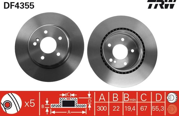 TRW DF4355 - Тормозной диск autospares.lv