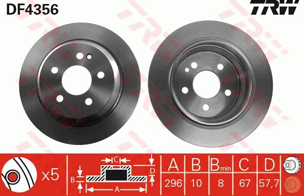 TRW DF4356 - Тормозной диск autospares.lv