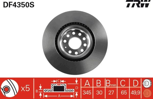 TRW DF4350S - Тормозной диск autospares.lv