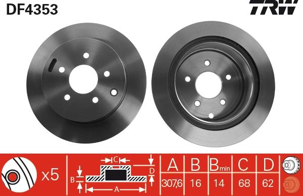 TRW DF4353 - Тормозной диск autospares.lv