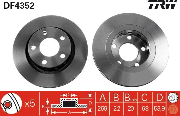 TRW DF4352 - Тормозной диск autospares.lv