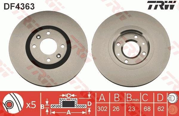 TRW DF4363 - Тормозной диск autospares.lv