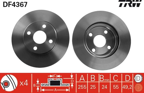 TRW DF4367 - Тормозной диск autospares.lv