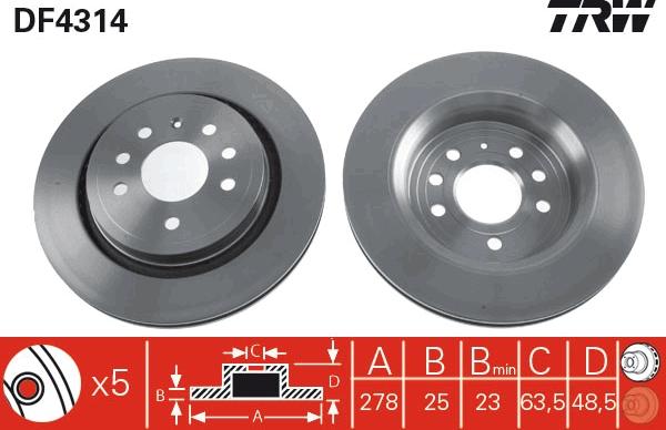 TRW DF4314 - Тормозной диск autospares.lv