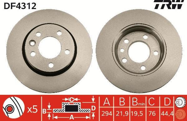 TRW DF4312 - Тормозной диск autospares.lv